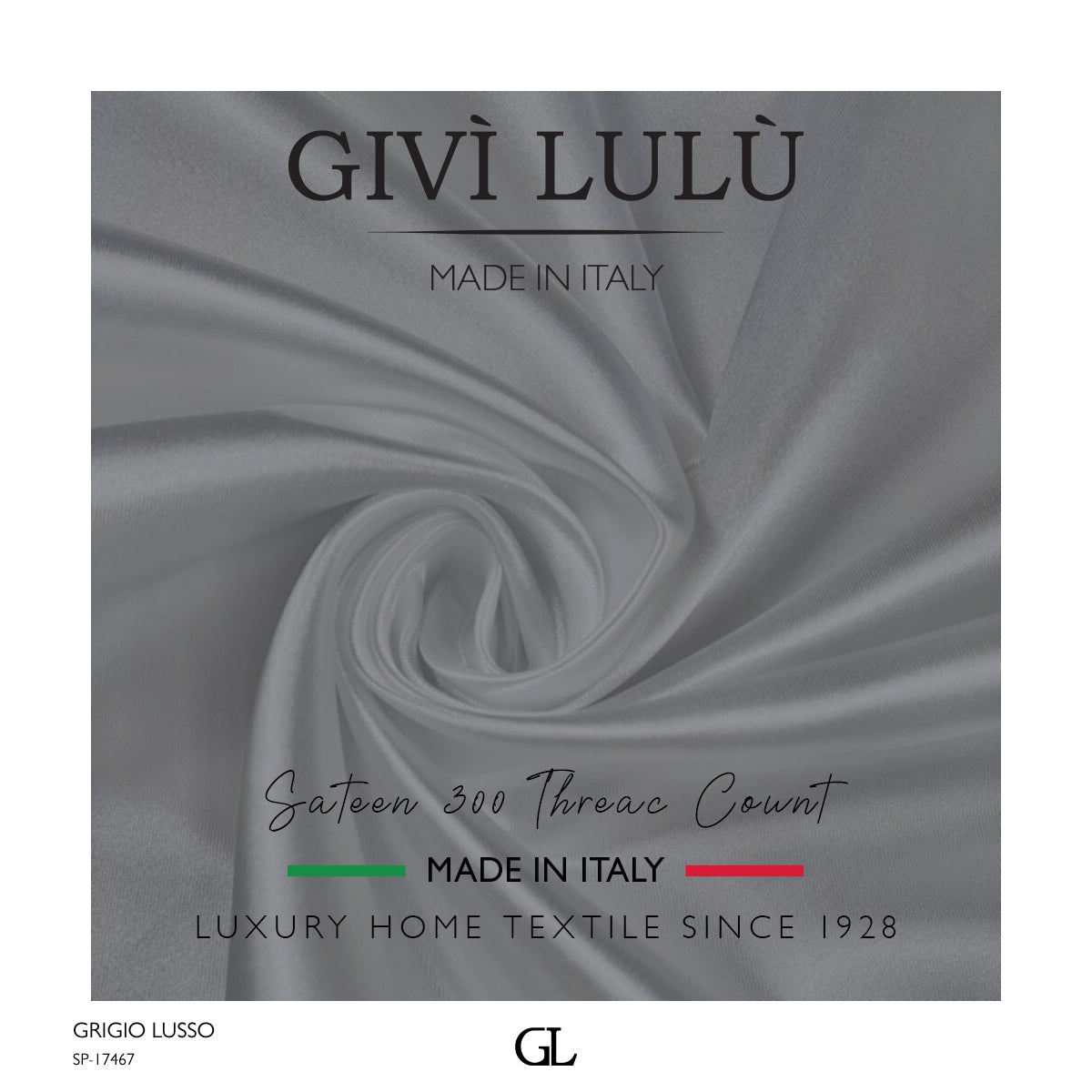 300 Thread Count Sateen Fabrics - GRIGIO LUSSO