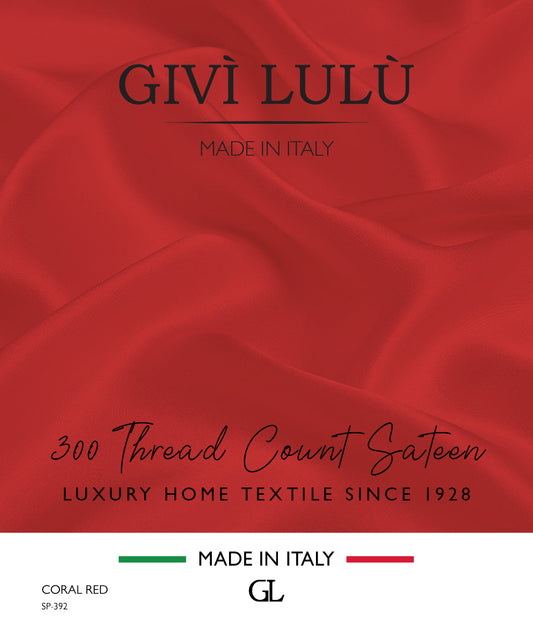 300 Thread Count Sateen Fabrics - CORAL RED