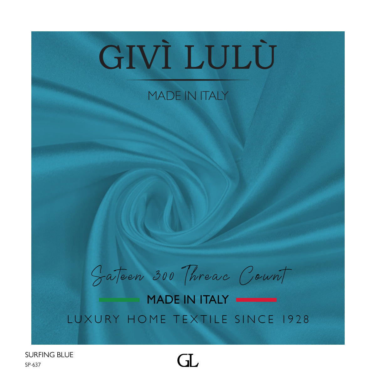 300 Thread Count Sateen Fabrics - SURFING BLUE